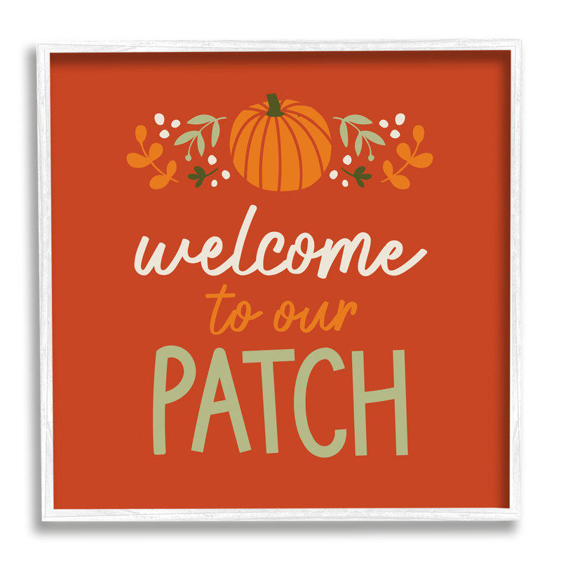 «Welcome Pumpkin Patch» par Emily Dumas, H 17 po x l 17 po x P 1,5 po, Giclée encadrée blanc bord de mer
