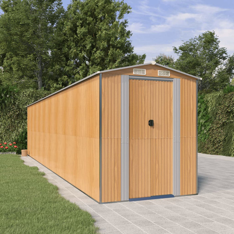 Remise de rangement en acier l 6,3 pi x P 28,05 pi, Brun clair