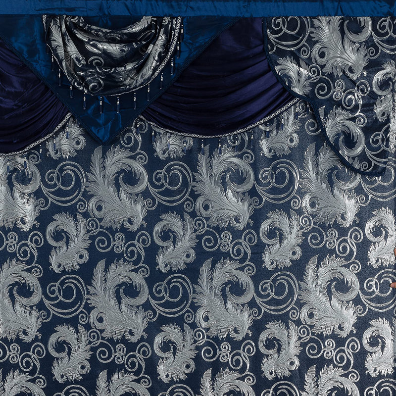 Jacquard Luxury Window 2 Panel Set Curtain with Attached Valance and Backing Bedroom Living Room Dining 2 Curtains 55x84 inches