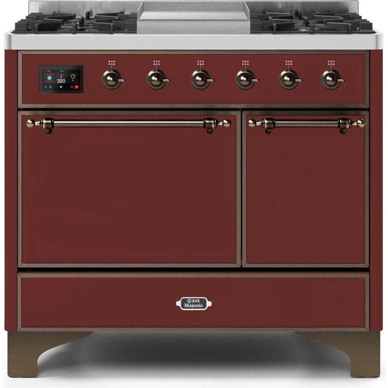 ILVE Majestic II 40 in Dual Fuel Range, White/Copper, Liquid Propane