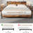 Industrial Full/Queen/King Bed Frame with Charging Station & Storage - Rustic Brown, No Box Spring Needed-1615187699