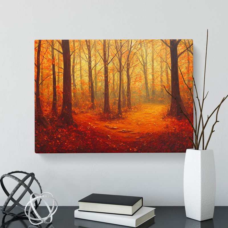 Glamorous Autumn Forest - Wrapped Canvas Painting, 40cm H x 60cm W x 3cm D