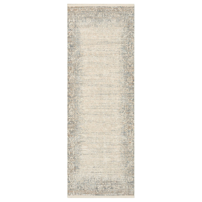 Tapis en polyester tissé à la machine Solitude Mandawa, Tapis de couloir 2 pi 7 po x 7 pi 3 po