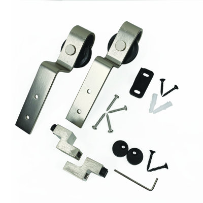 Brushed Nickel Mini Bent Classic Design Roller Set For Mini Single Track Bypass Outer Door Use