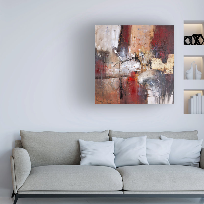 Wrapped Canvas Wall Art - Rio 'Cube Abstract V' Wall Art for Living Room, Bedroom, or Office Décor - 35x35