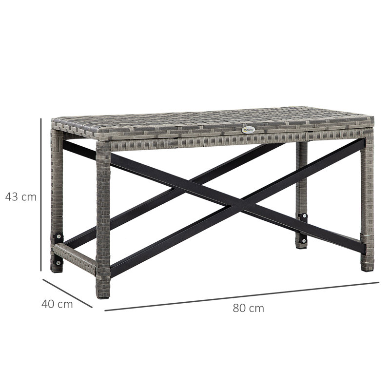 Mickinley Rectangular Metal Outdoor Side Table , 80cm cm W 40cm cm D
