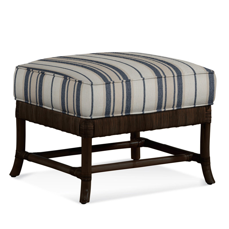 Lafayette Ottoman, Navy Beige Stripe; 0212-61, Nickel