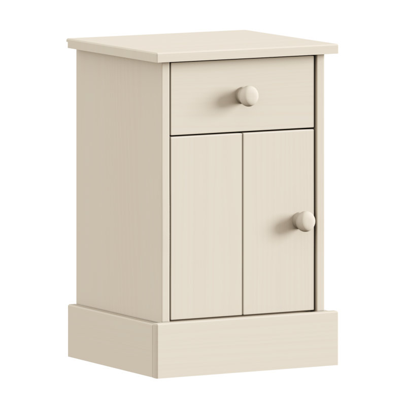 35cm W Solid Wood Bedside Table, White