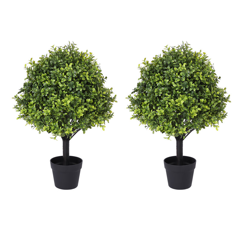 27.5'' Boxwood Ball Topiary Trees Faux Topiary Tree in Pot