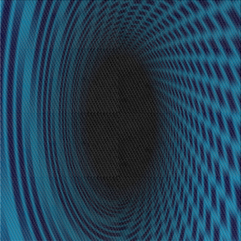 Tapis bleu/noir tissé à la machine, Carré 7 pi