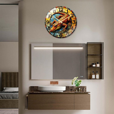 Horloge murale en verre coloré coloré alligator - 24 po