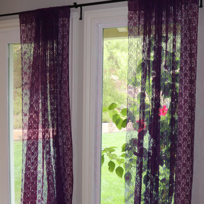 Pateros Lace Sheer Curtain Single Panel, 58" W x 63" L, Plum