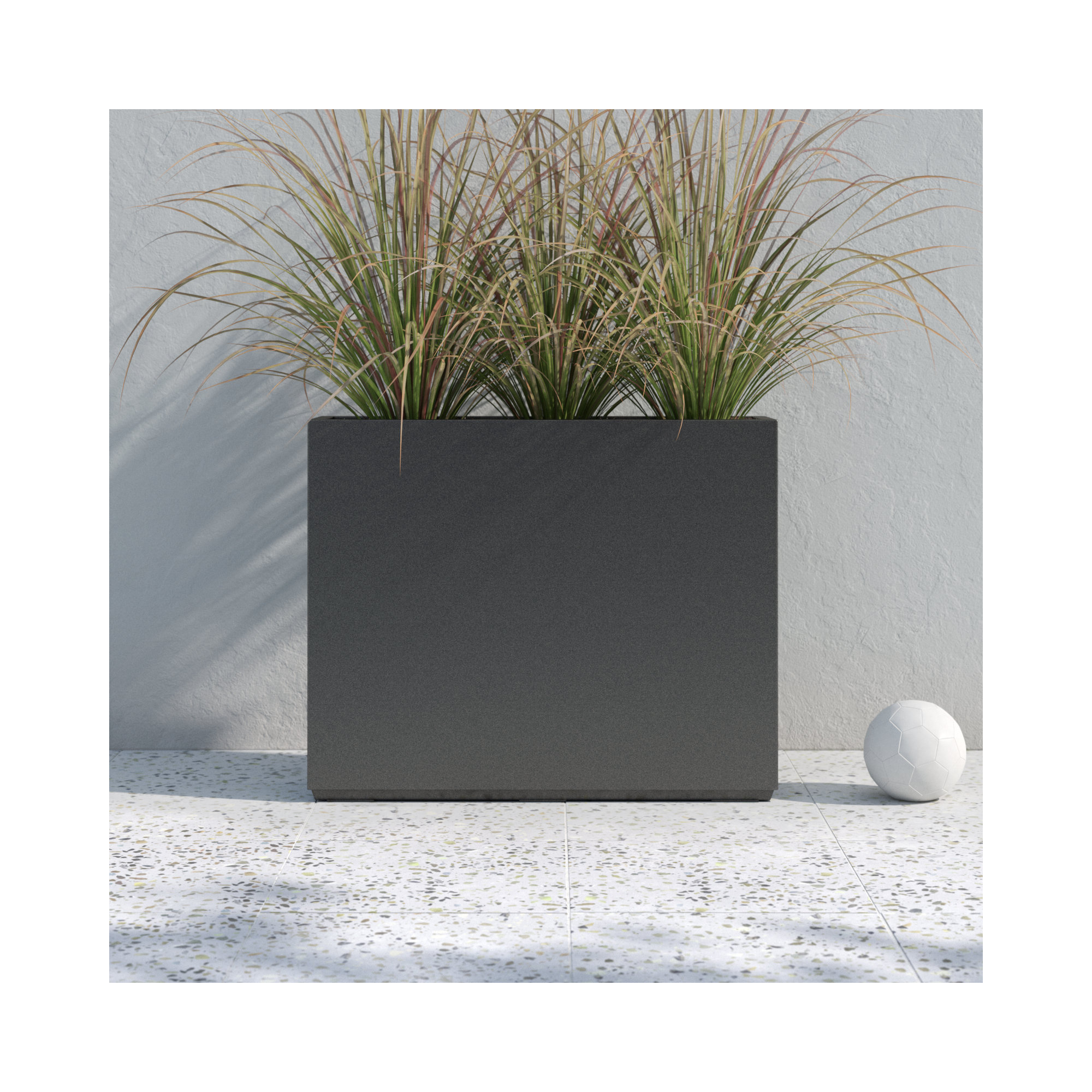 Tormund Metal Planter Box, Gray, 30" H x 38" W x 9.8" D