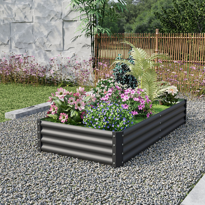 Raised Garden Bed, Black, 30cm H x 180cm W x 90cm D