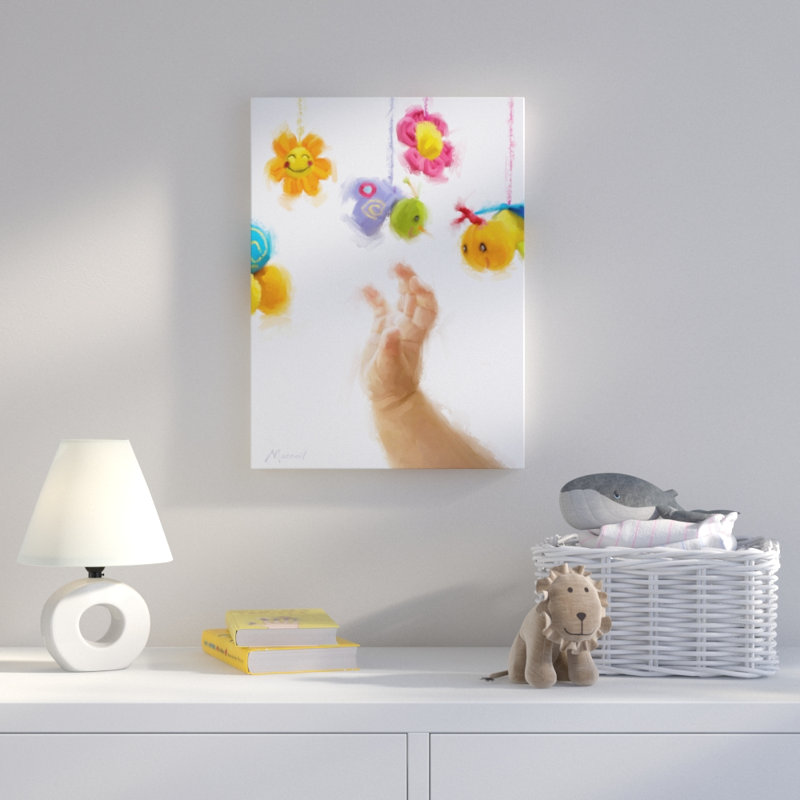 « baby mobile », art sur toile, H 19 po x l 14 po x P 2 po