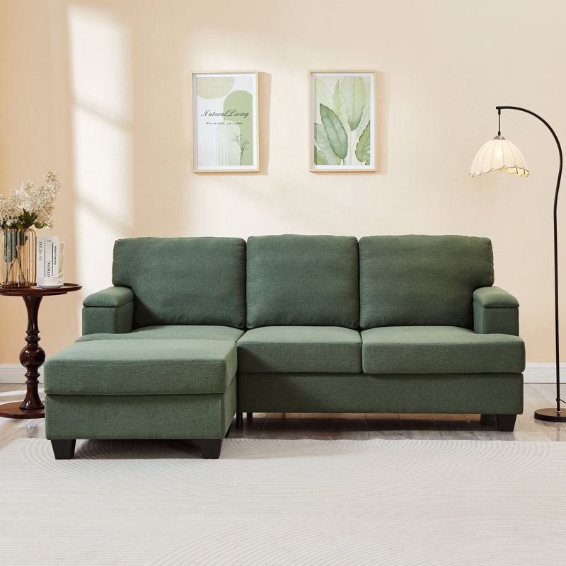 Canapé d'intérieur, canapé en L avec organiseur d'accoudoirs, canapés à 3 places avec repose-pieds mobile, canapé modulaire confortable avec coussin épais pour les espaces de vie