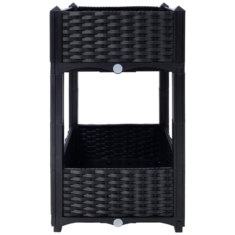 Jardinière surélevée - Jardinière surélevée avec bouchon de drainage pour jardin surélevé pour jardinière à jardin, Noir