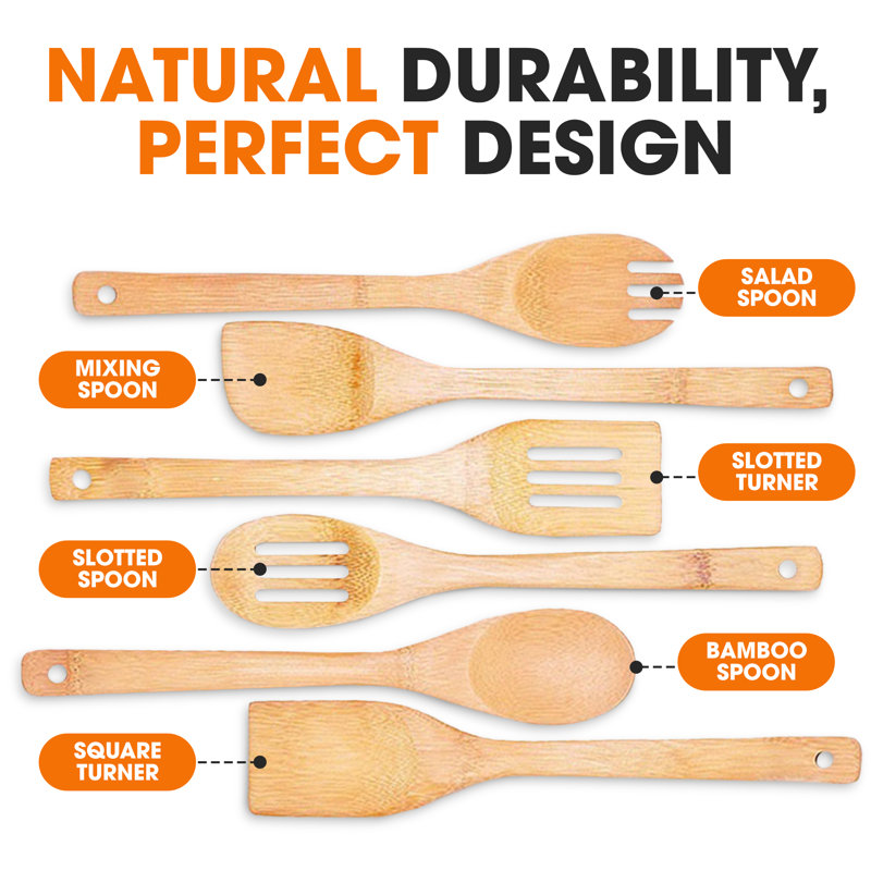 6-Piece Non-Scratch Bamboo Cooking Utensil Set