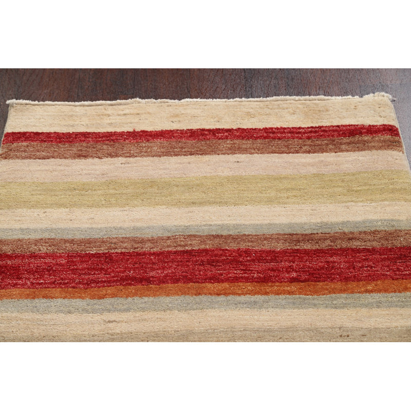 Tapis oriental rayé en laine Gabbeh 3 x 10