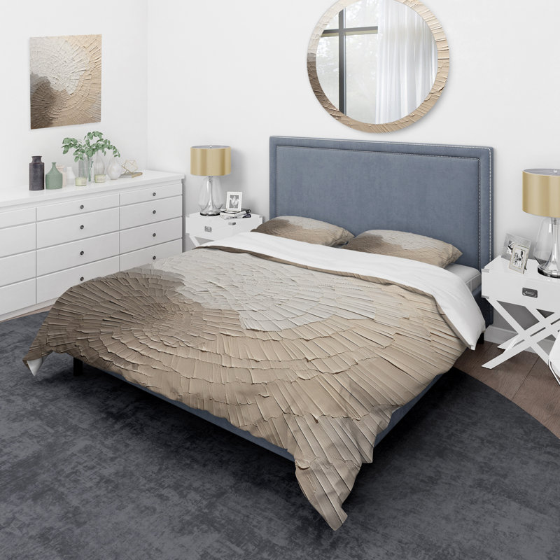 Ensemble de housse de couette gracieux minimalisme beige, Housse de couette pour grand lit et 2 taies décor