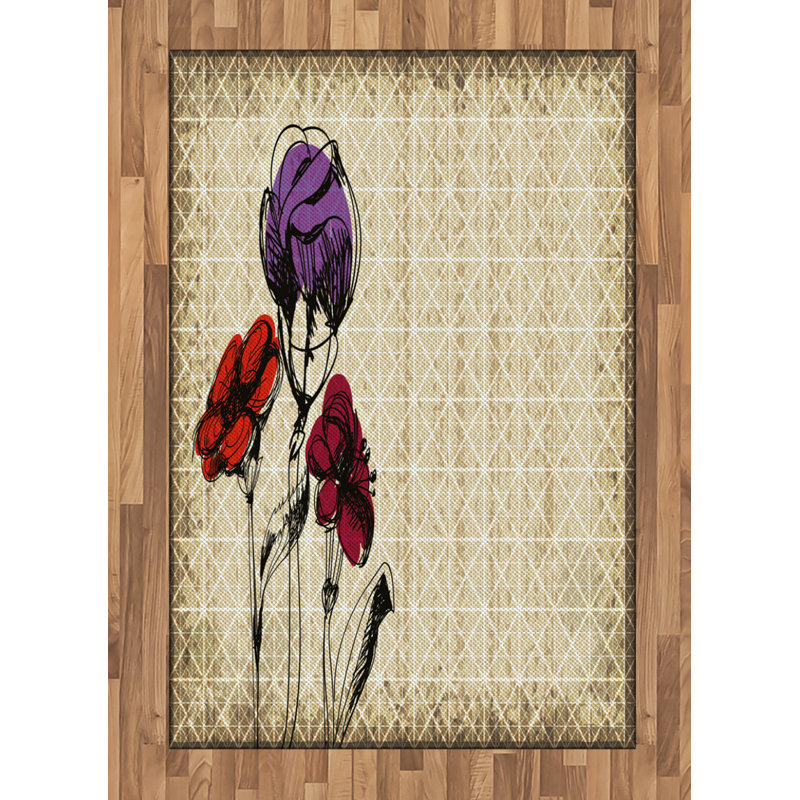 Odalys Floral Hand Woven Area Rug, Rectangle 120 x 180cm
