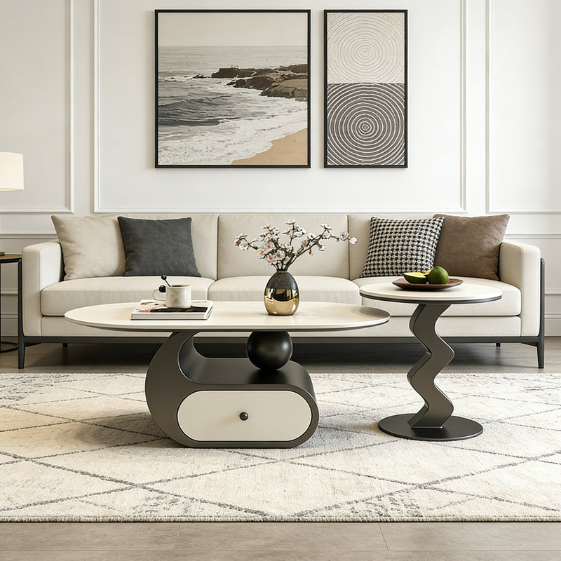 Table basse avec rangement, H 15,74 po x L 51,18 po x l 27,55 po, Blanc