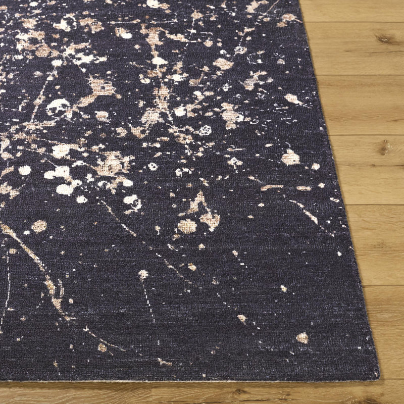 Hand-Tufted Black and Tan Abstract Rectangular Area Rug