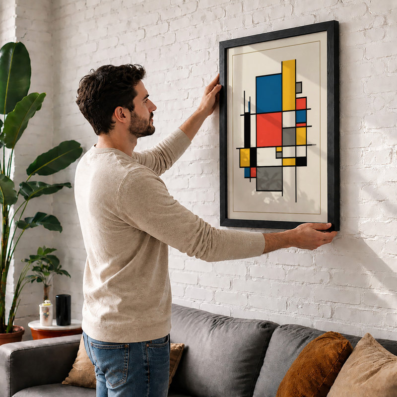 Order Geometric - Framed Print, A2 - 59.4 x 42.0 cm, Black