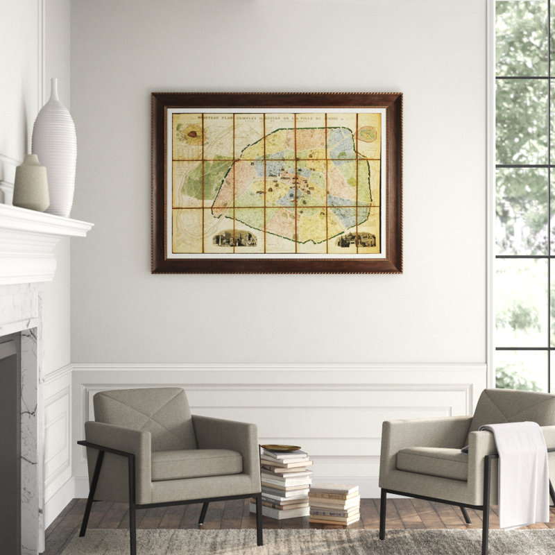 Large Antique Map Of Paris Print