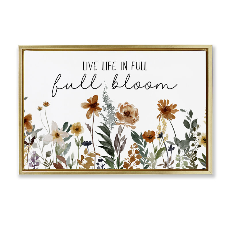 Toile flottante encadrée pleine floraison par Jj Design House Llc, Cadre flottant métallique doré, H 17 po x l 25 po