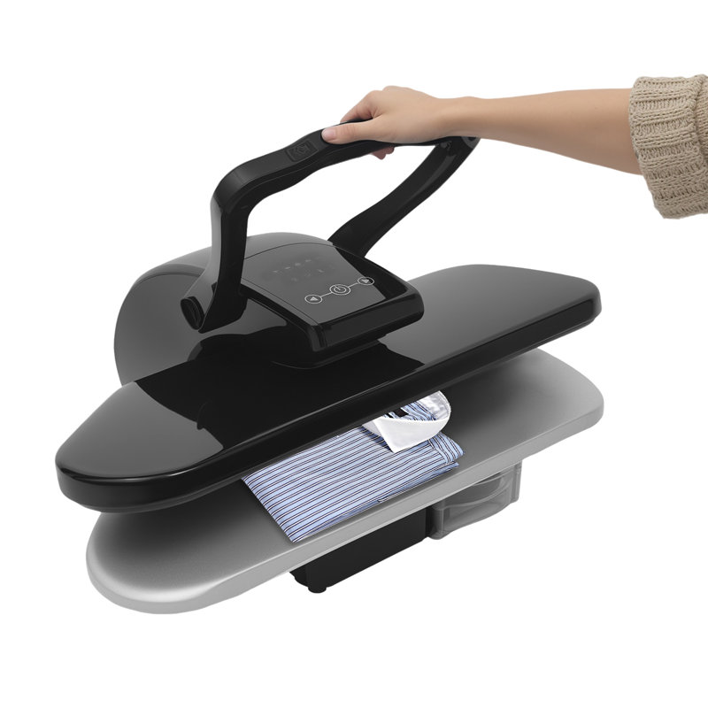 1600W Electric Heavy-Duty Tabletop Fabric Steam Heat Press Machine Temperature Adjustable For Clothes With Spray Bottle And Touchscreen Function Black