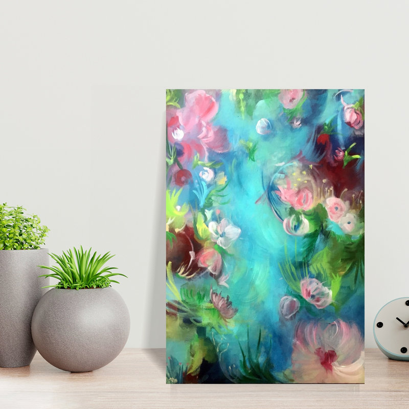 Art mural abstrait fleur de rêve, H 18 po x l 12 po