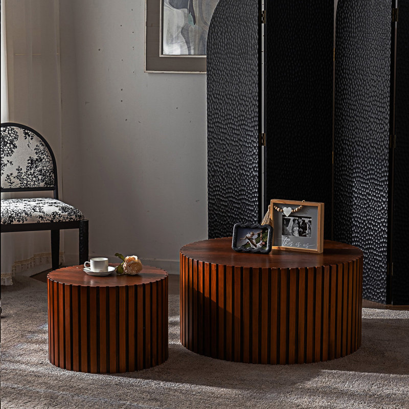 Table basse ronde en bois, Noyer
