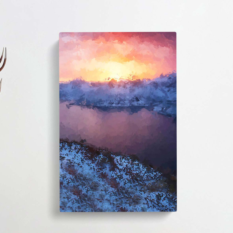 Sunset Over The Mountains In Norway In Abstract - Wrapped Canvas, 60cm H x 40cm W x 3cm D