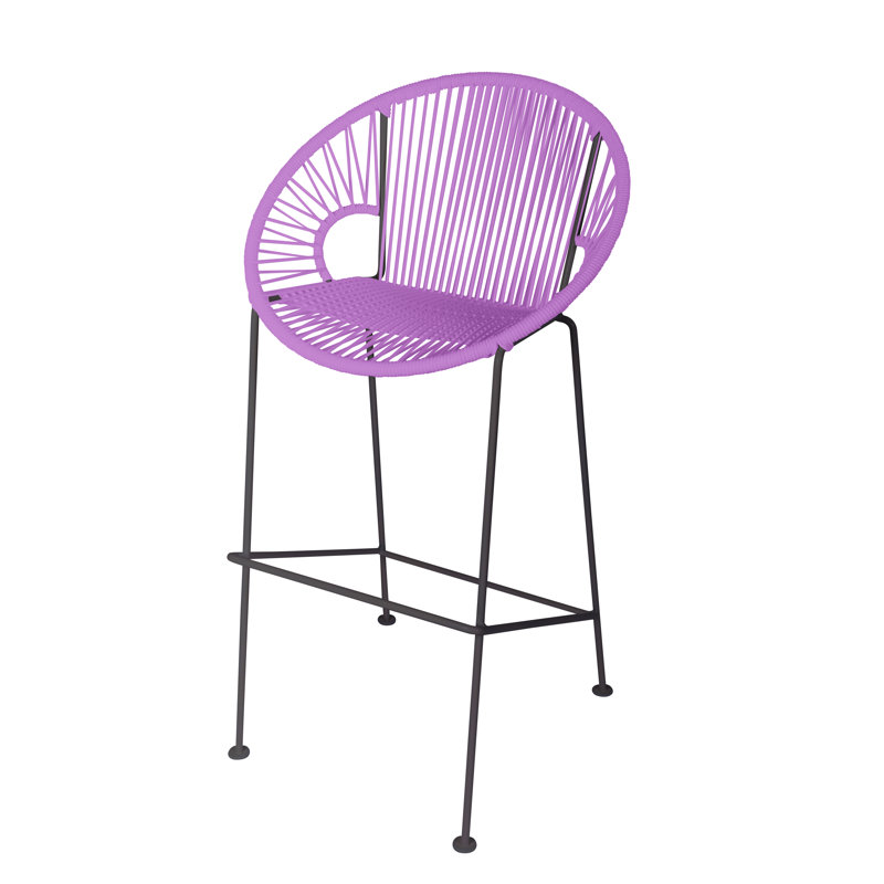Alaena Puerto Indoor/Outdoor Handmade Bar Height Stool, Black, Orchid