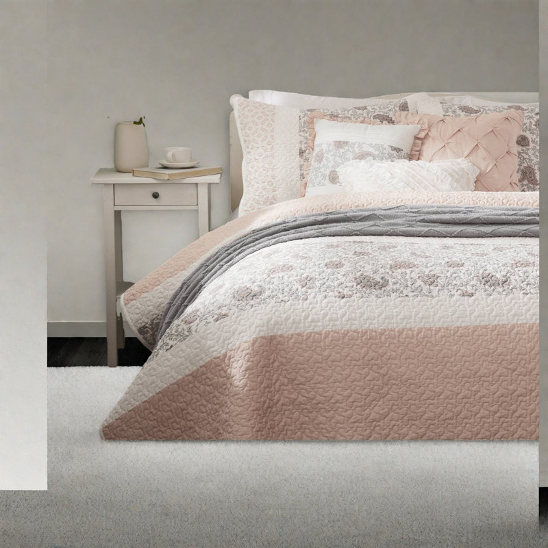 Ensembles de literie élégants en percale de coton, très grand rosé pour décor de ferme