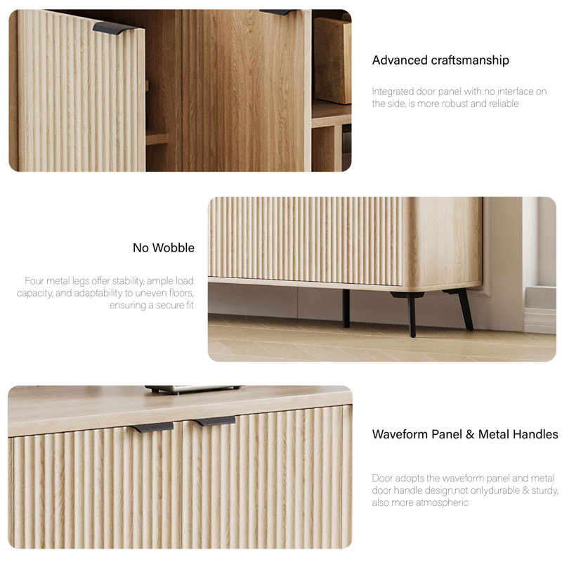 62.9" Flute Sideboard Cabinet with Adjustable Shelf