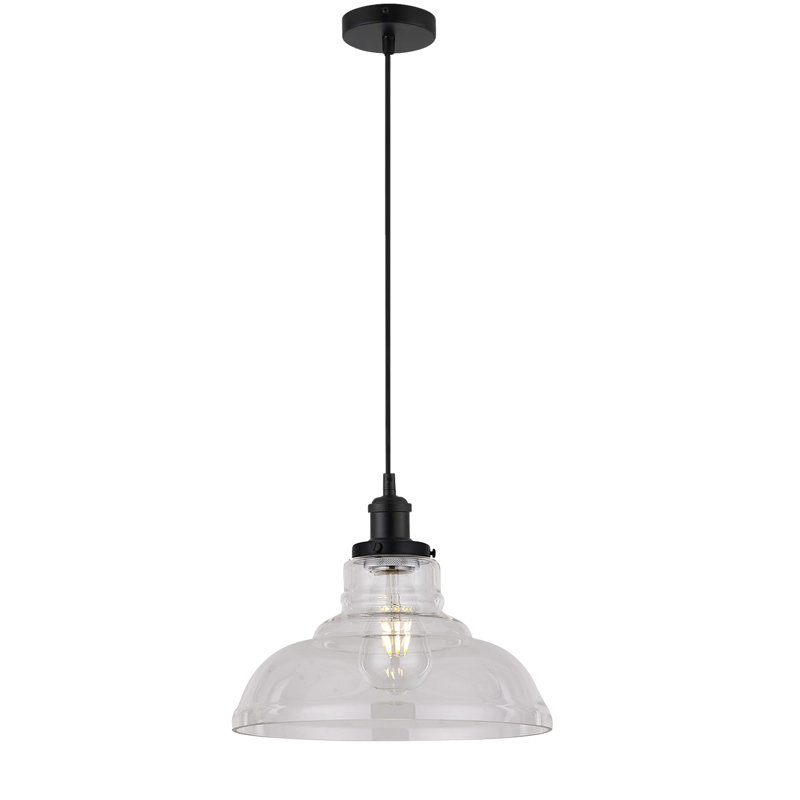 Gracie 1 - Light Dome Pendant, Vintage Clear, Brown Braided