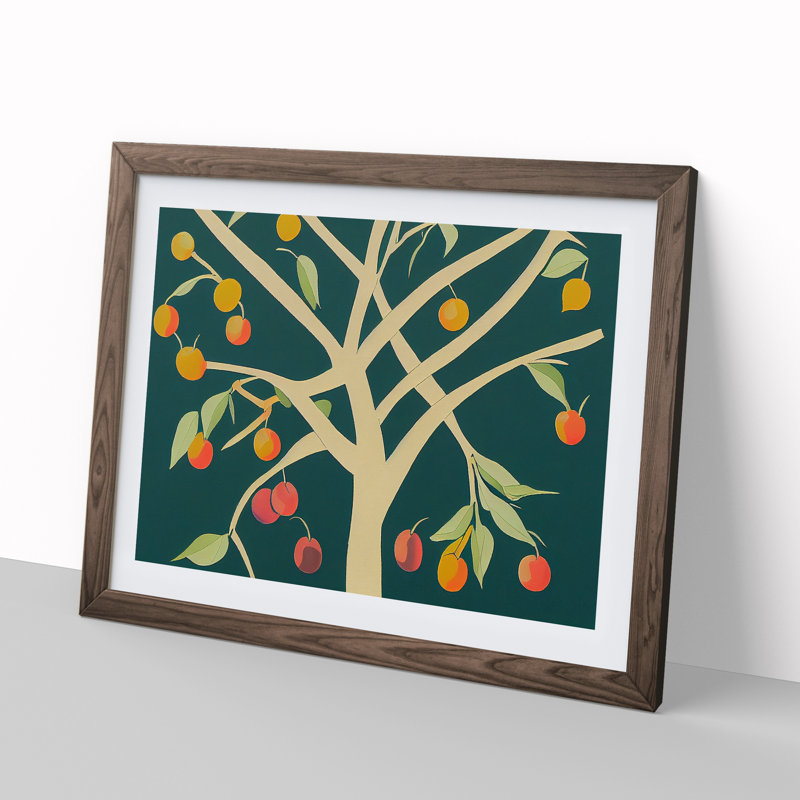 Fruit Tree Abstract - Framed Print, 34cm H x 46cm W x 2cm D, Walnut Framed