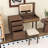 Vantiy Desk with Mirror, LED Lights, Drawers and Compartments
