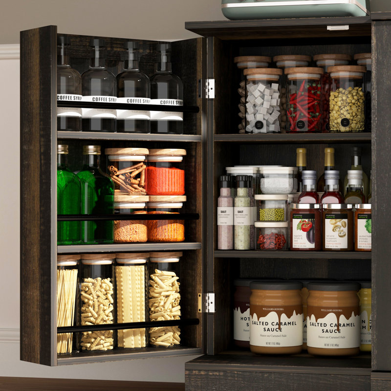 59" Kitchen Pantry Storage Cabinet with Door Shelves, 4-Door Sideboard Buffet Cabinet