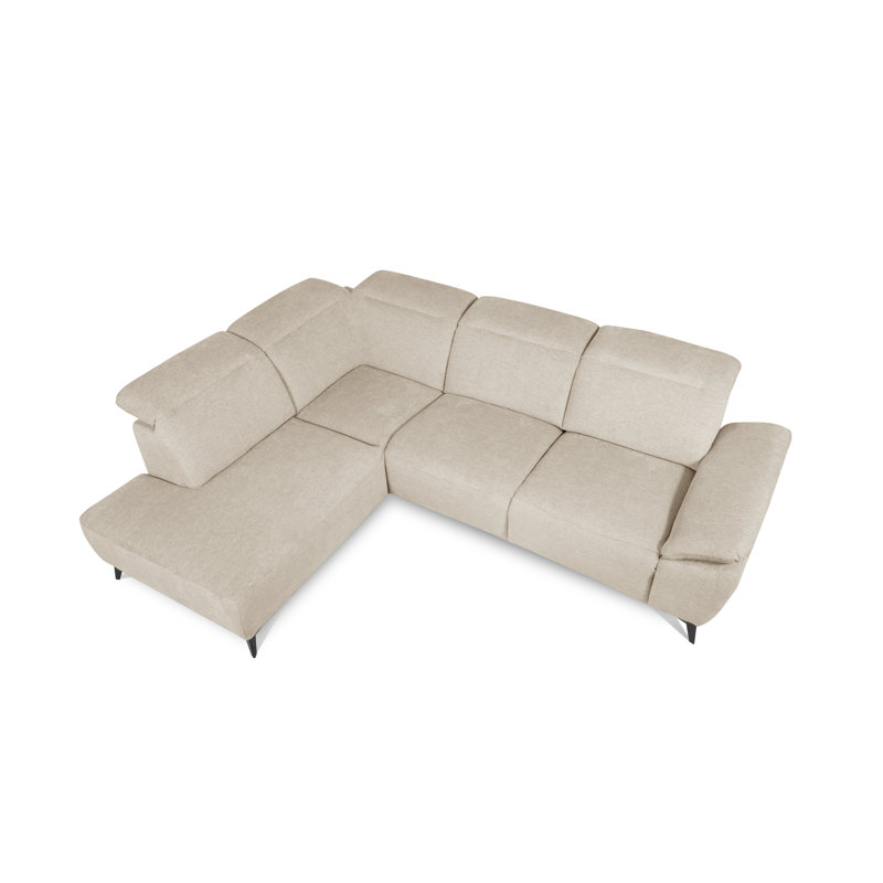 Relaxio Stylish Corner Sofa with Power Reclining & Multi Position Headrests & Adjustable Armrest, Left Hand Facing, Cream