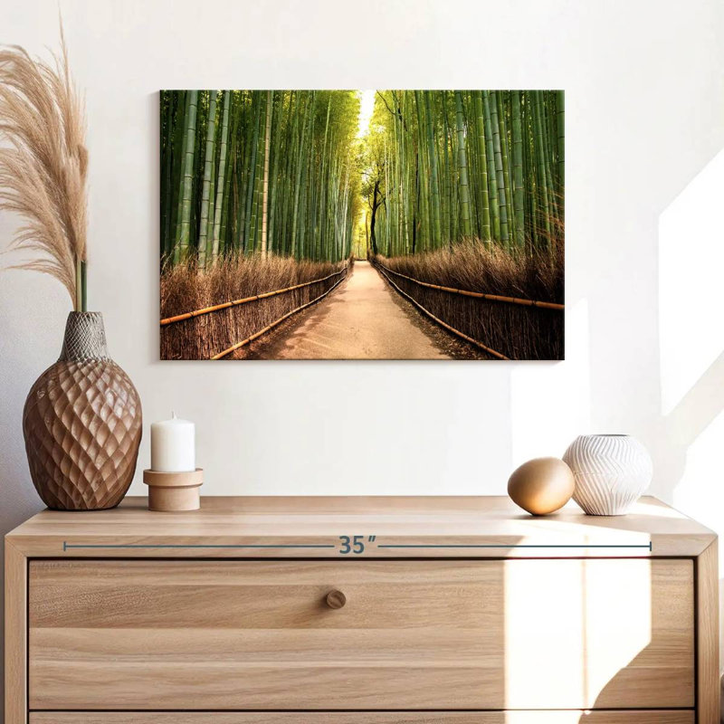 Forêt de bambou japonaise sur toile, H 16 po x l 24 po x P 1,25 po