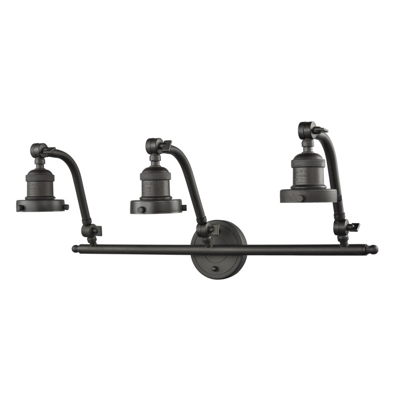 Ampoule 3-lumière vanité Burlingame, Bronze huilé, Ampoule DEL rétro à intensité réglable de 3 W