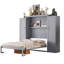 Lit double de couleur grise, cadre de lit pliable multifonctionnel avec 2 armoires, idéal pour les petits espaces et les chambres d'amis, matériau en bois de pin-349706031-349706016