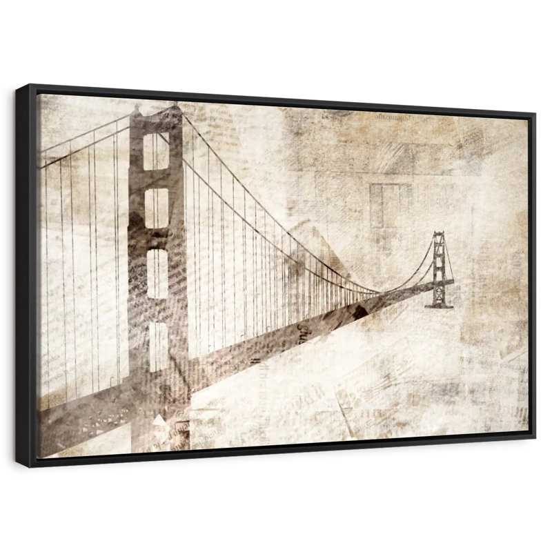 Pont du Golden Gate, 19 po x 13 po, Cadre flottant noir