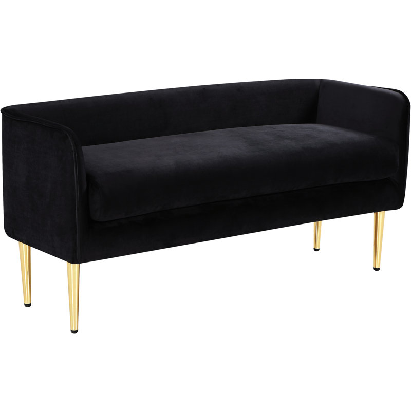 Audrey Manuel Upholstered Bench, Black Velvet