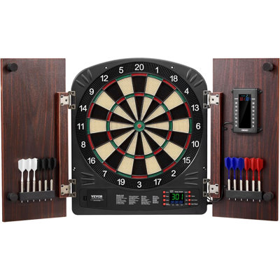 Dart Board Cabinet Set, Multiple Styles Ready-to-Play Bundle Official Size