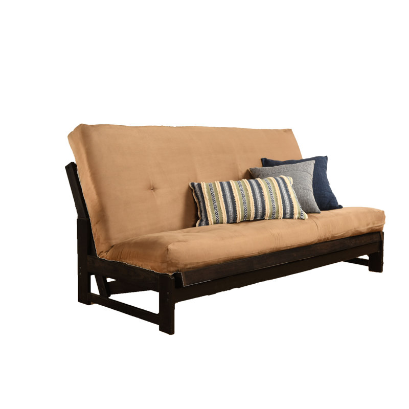 Structure de futon pleine grandeur et matelas 76 po Stratford, Microsuède tourbe