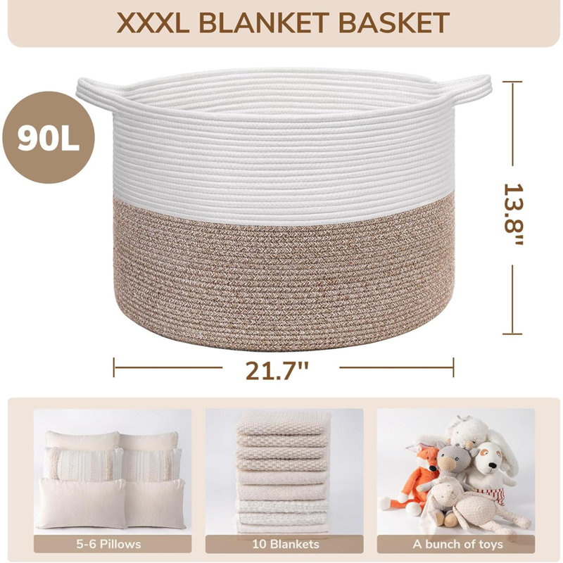 Panier à linge en corde de coton avec panier à linge et panier à linge